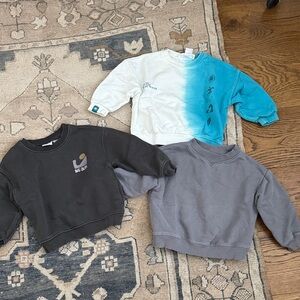 Zara Kids Graphic Sweatshirt Set - Black, Gray, and Blue size 18-24 months